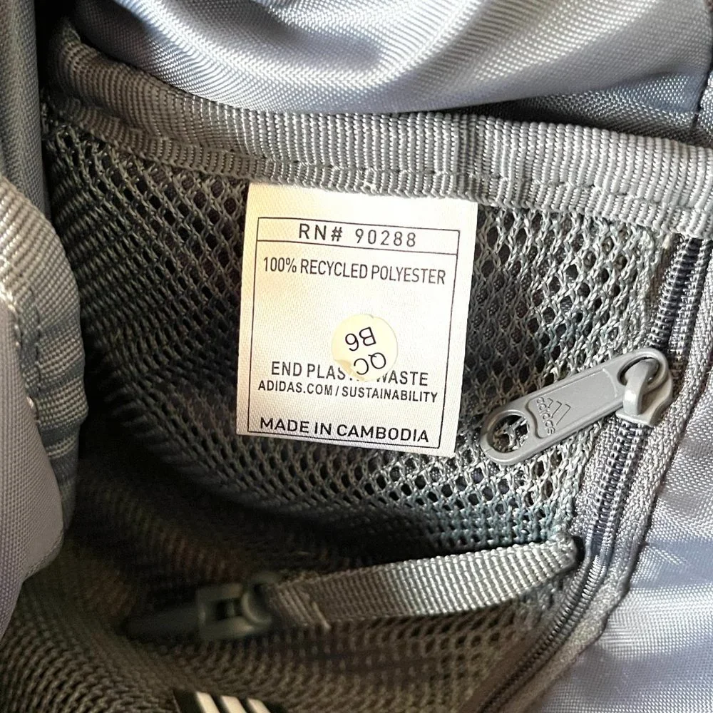 New Adidas Backpack Linear 3 Mini Jersey Grey White Backpack Bag NWT - Picture 10 of 10